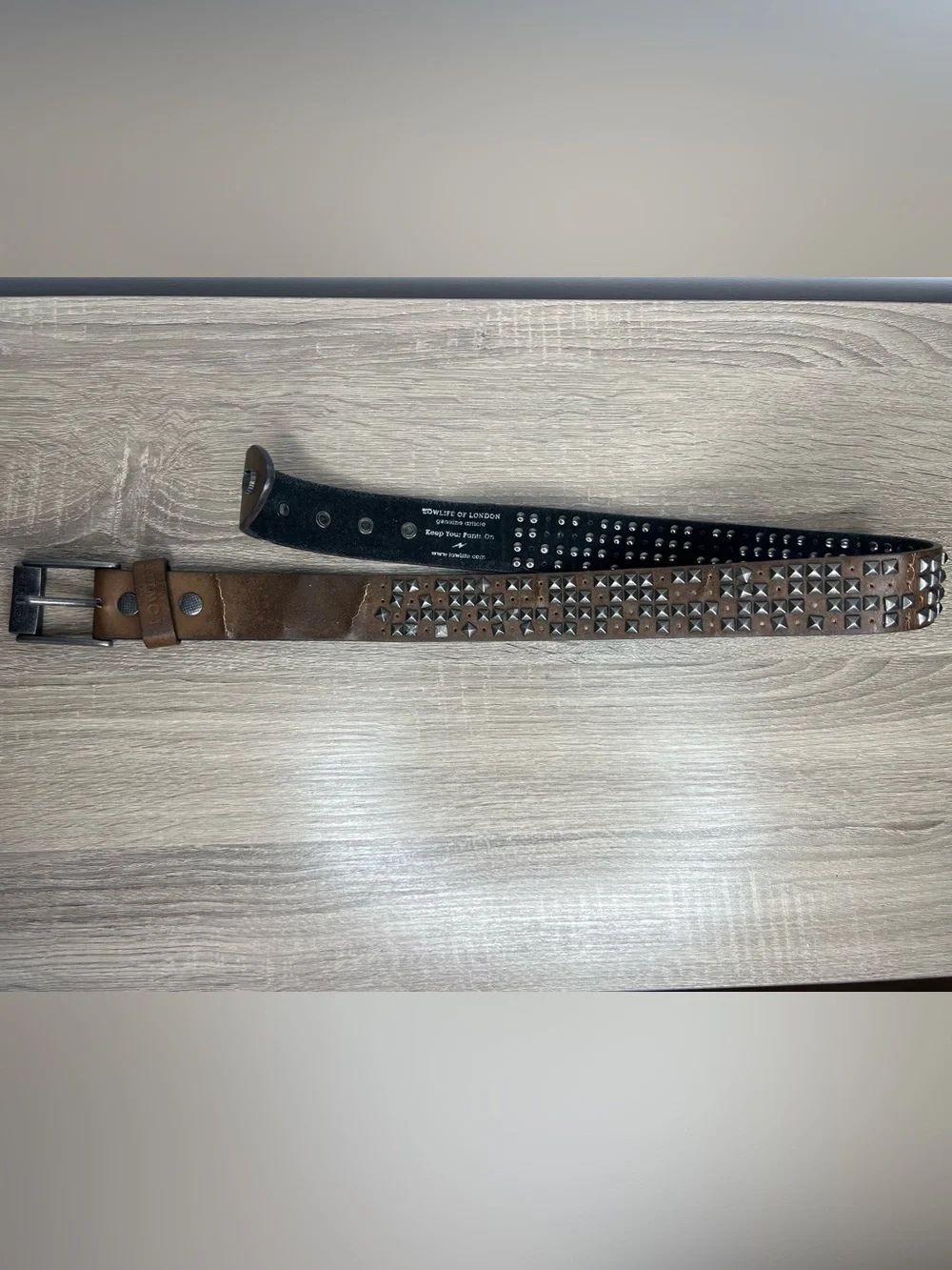 Lowlife of London Brown Studded Belt Size 28-32 Punk Goth Emo Y2K Unisex Grunge